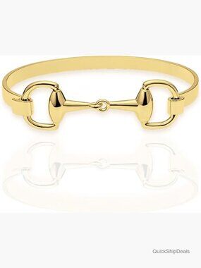Stainless Steel Horse Bit Bangle Bracelet Stackable Cuff 18K Gold Plated